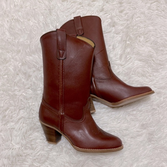 Sears Shoes - Vintage Sears Cowgirl Boots Brown Genuine Leather Cowgirl Boots Cowboy Boots